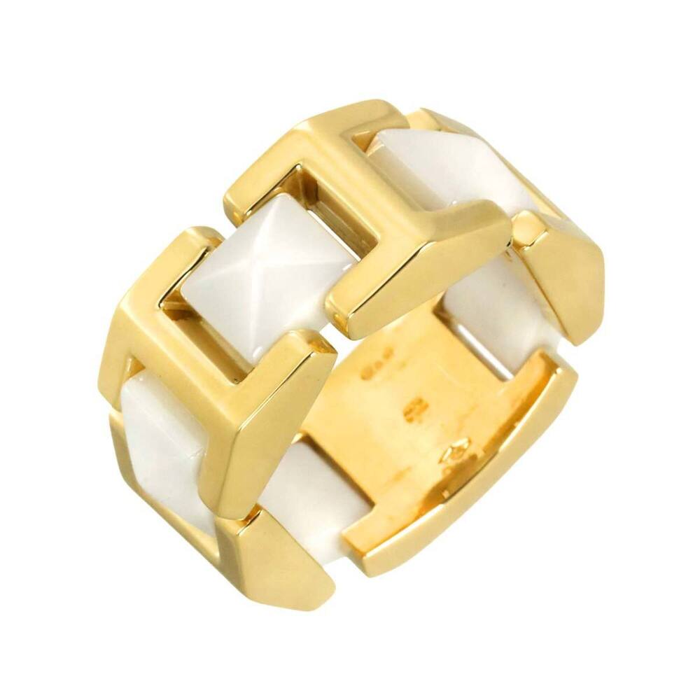 Versace 1 Ring 18K YG White Ceramic Yellow Gold 750 B-zero1